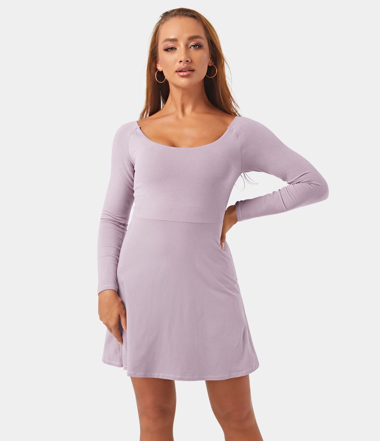 Robe Sport de Tennis Mini à Manches Longues 2-en-1 avec Poches