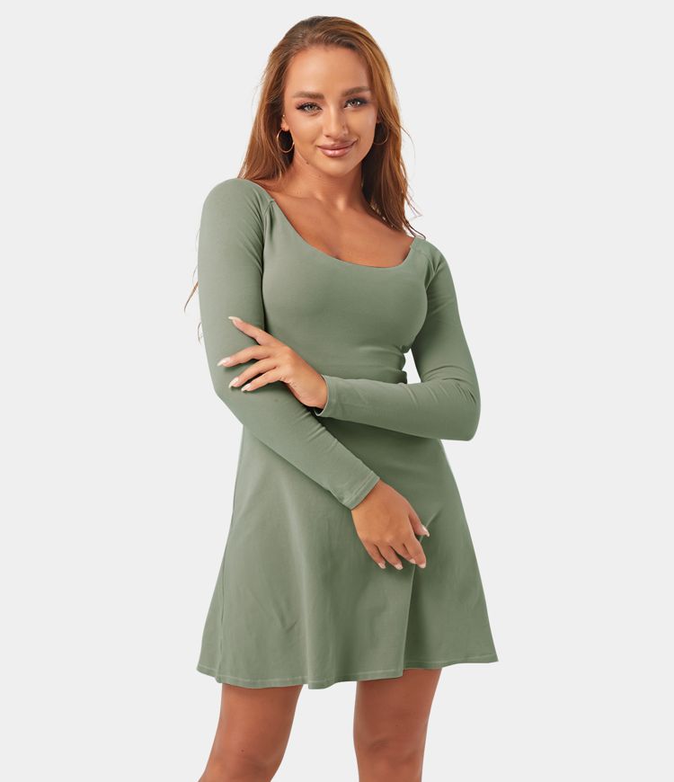 Long Sleeve 2-in-1 Pocket Mini Tennis Active Dress