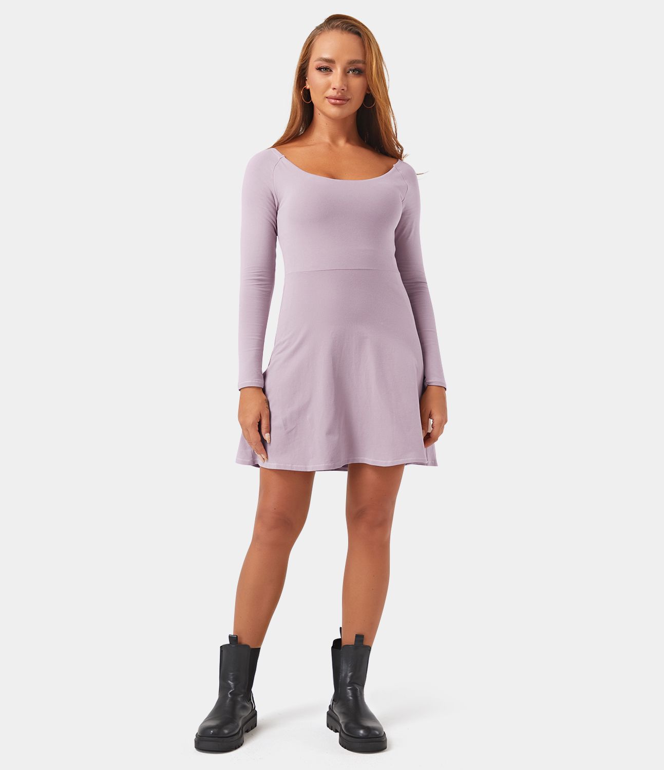 Robe Sport de Tennis Mini à Manches Longues 2-en-1 avec Poches