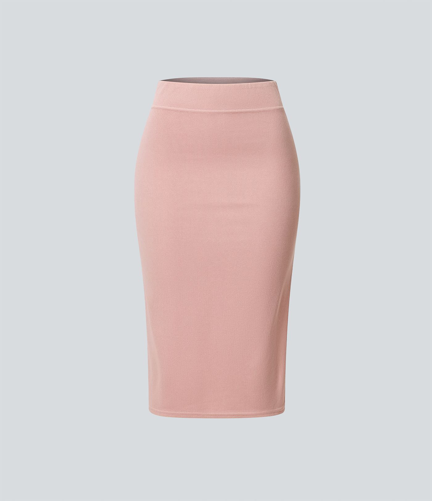 Falda midi ajustada abertura tiro alto canalé