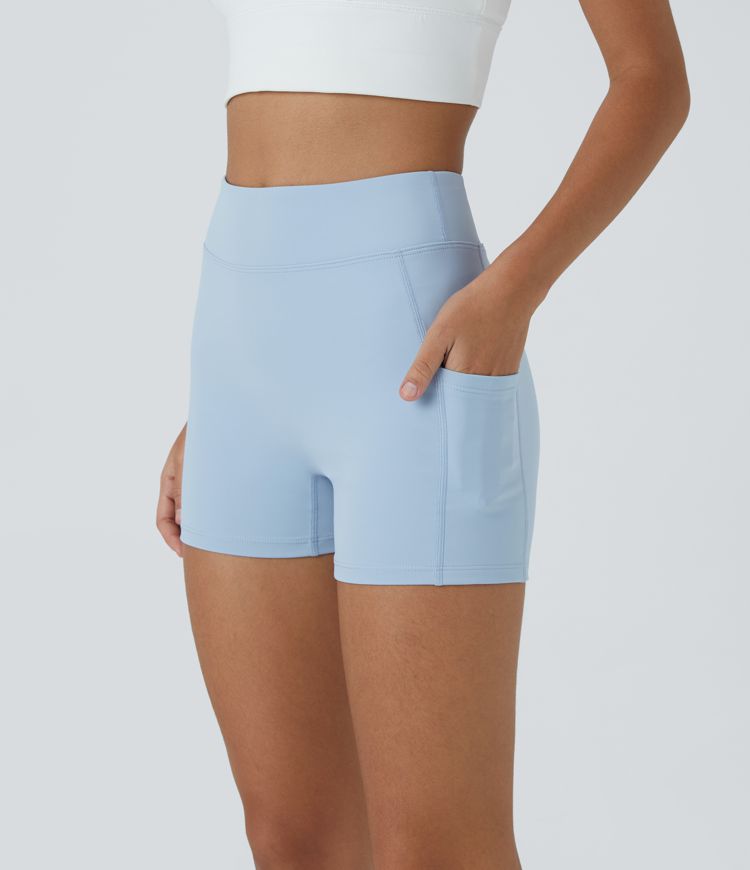 SoftlyZero™ Airy High Waisted Pocket Plain Cool Touch Yoga Shorts 3.5"-UPF50+
