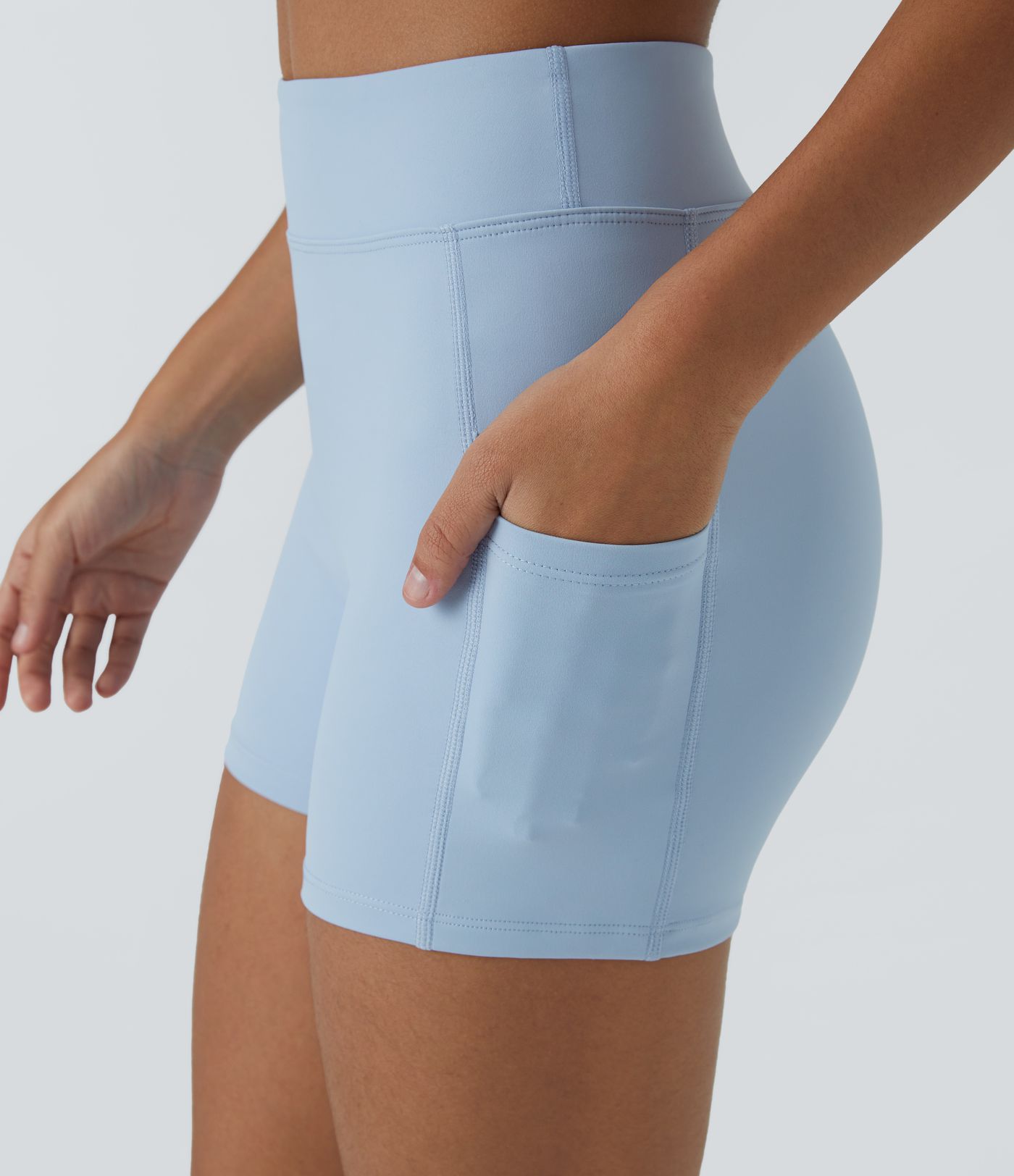 SoftlyZero™ Airy High Waisted Pocket Plain Cool Touch Yoga Shorts 3.5"-UPF50+