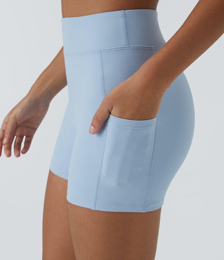 SoftlyZero™ Airy High Waisted Pocket Plain Cool Touch Yoga Shorts 3.5"-UPF50+