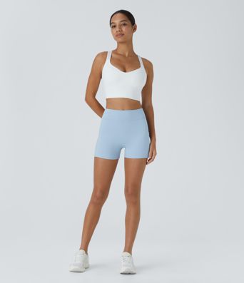 SoftlyZero™ Airy High Waisted Pocket Plain Cool Touch Yoga Shorts 3.5"-UPF50+