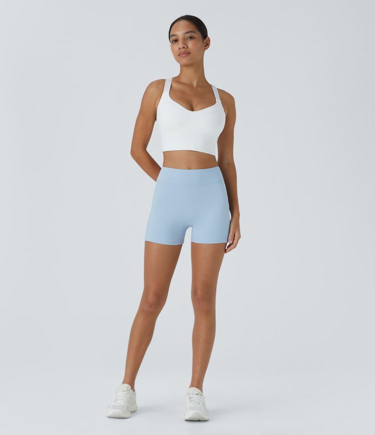 SoftlyZero™ Airy High Waisted Pocket Plain Cool Touch Yoga Shorts 3.5"-UPF50+