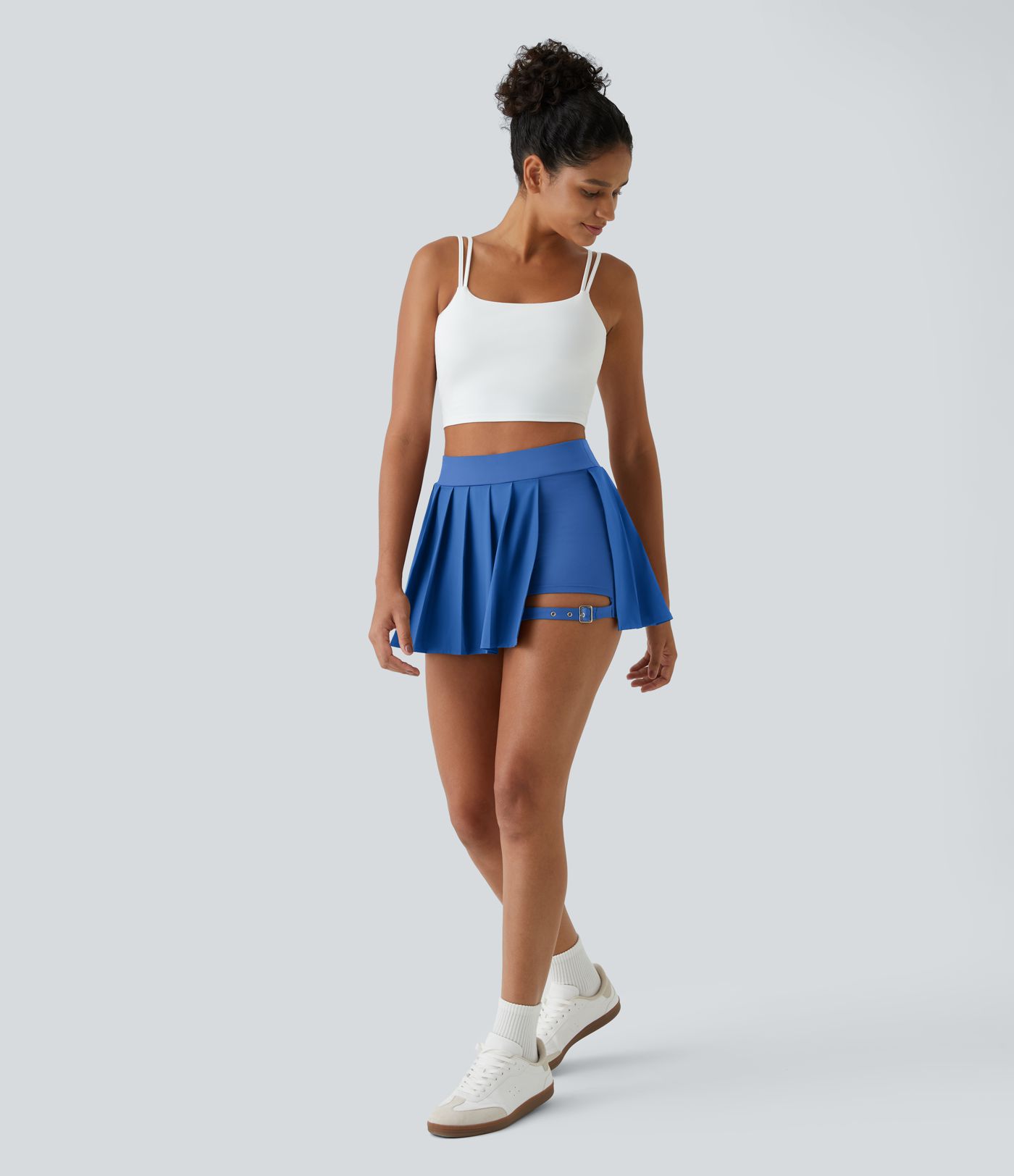 Breezeful™ High Waisted Pleated 2-in-1 Side Pocket Adjustable Buckle Micro Mini Quick Dry Casual Skirt