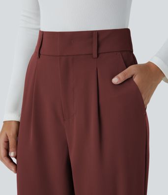 Pantalon tailleur Halara Flex™ fuselé uni, taille haute, avec poches