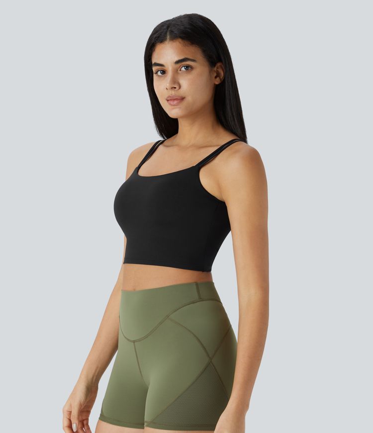 Double Straps Backless Twisted Cropped Yoga Tank Top