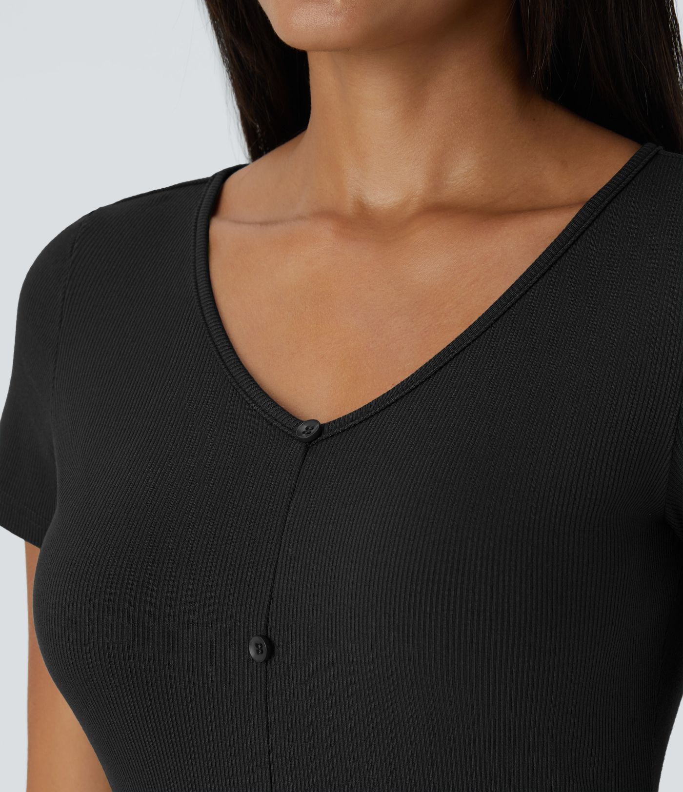 Robe Chill Midi en Tricot Côtelé à Encolure en V Boutons et Fente