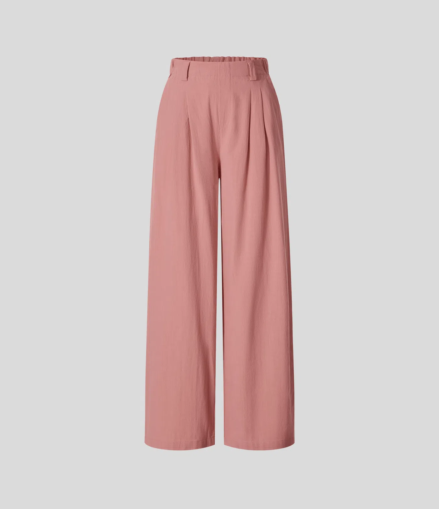 High Waisted Pocket Wide Leg Flowy Solid Palazzo Casual Linen-Feel Pants