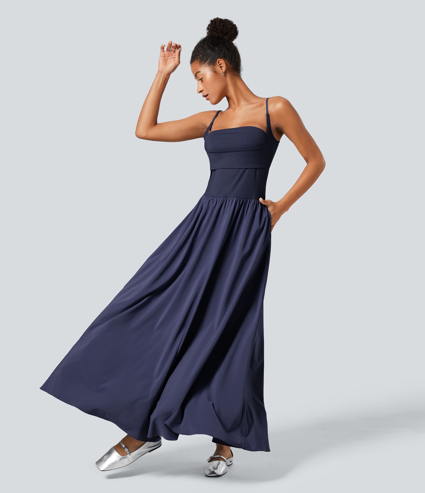 Breezeful™ Pocket Flowy Flare Maxi Quick Dry Casual Slip Dress
