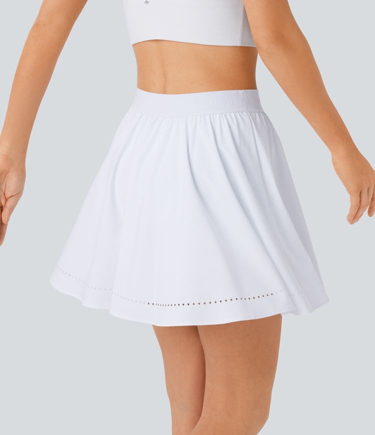 Breezeful™ High Waisted Perforated 2-in-1 Side Pocket Flare Mini Quick Dry Yoga Skirt