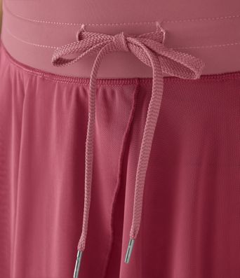 High Waisted Drawstring Contrast Mesh 2-in-1 Pocket Flowy Mini Flare Casual Skirt