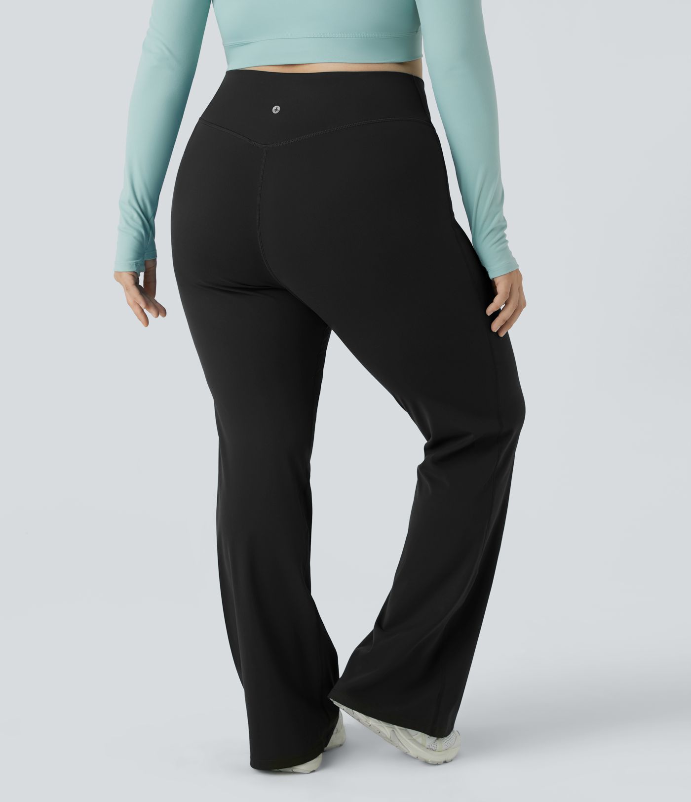 Hohe Taille Überkreuz Volllang Ausgestellte Leggings in Übergröße