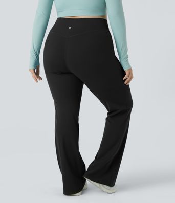 Hohe Taille Überkreuz Volllang Ausgestellte Leggings in Übergröße