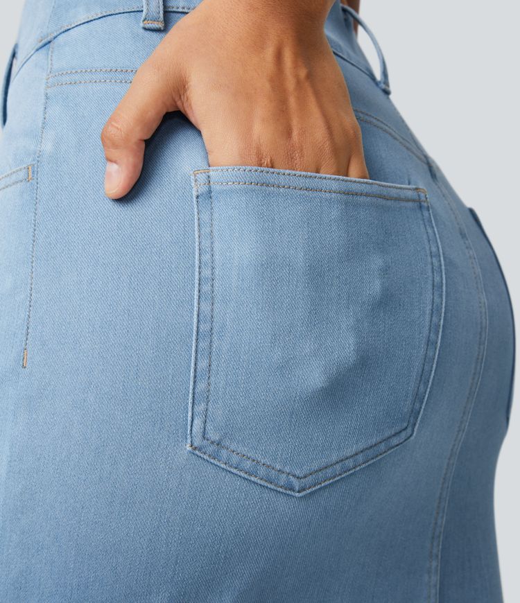 Halara Flex™ High Waisted Pockets Bodycon Denim Casual Midi Skirt