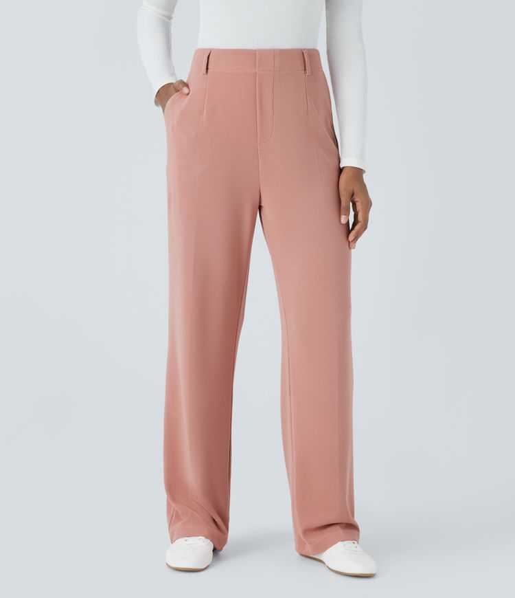 Pantalón Halara Flex™ oficina tiro alto bolsillo lateral gofre