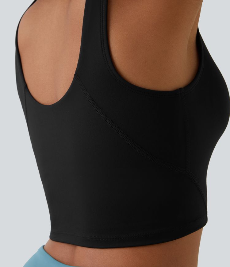 Padded V Neck Cropped Yoga Tank Top