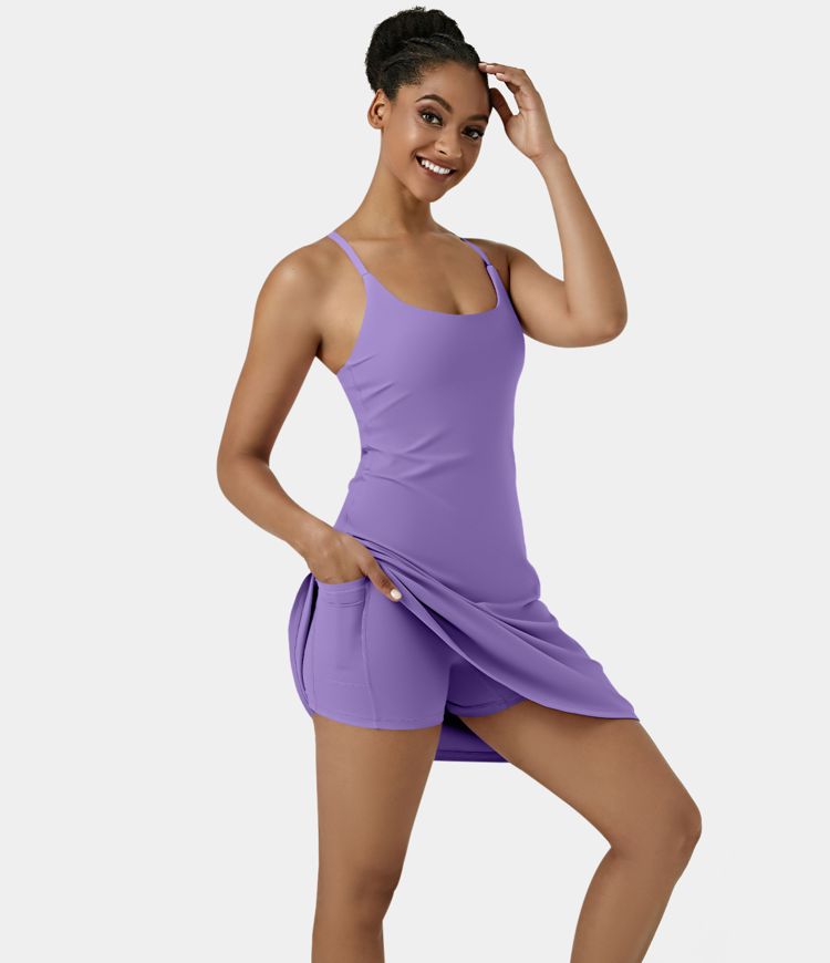 SoftlyZero™ Airy Cut Out 2-in-1 Pocket Cool Touch Longer Active Dress-UPF50+