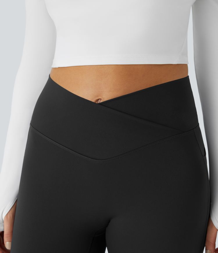Patitoff® Pet Hair Resistant Thermal Crossover Side Pocket Casual Leggings