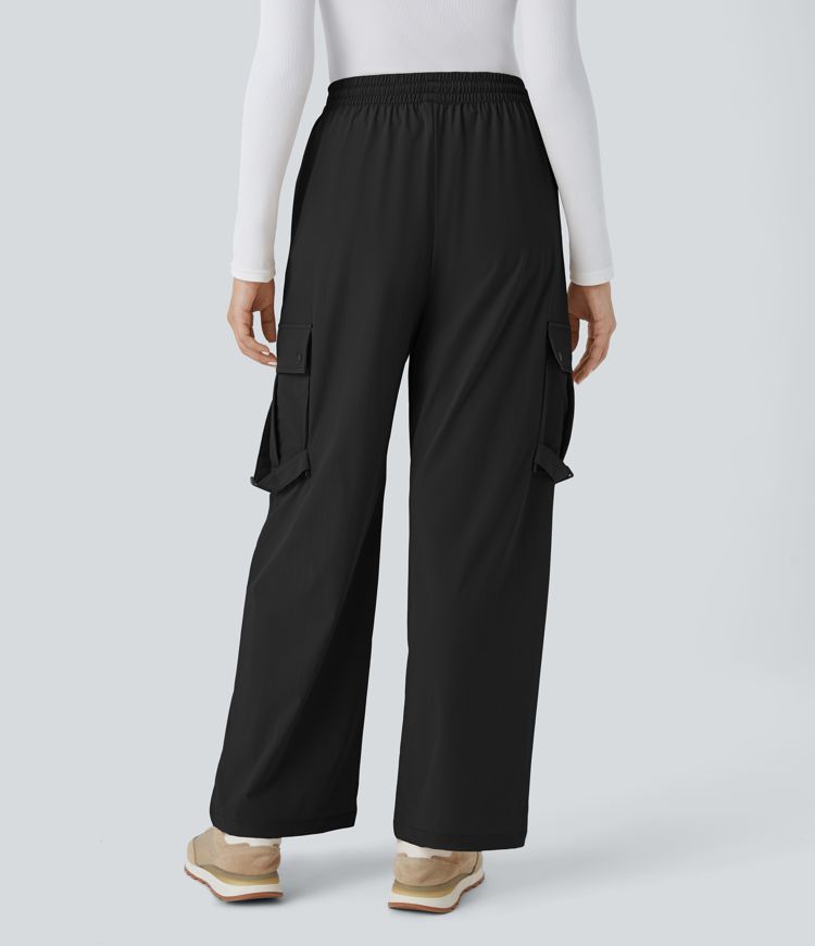 Mid Rise Drawstring Multiple Pockets Casual Cargo Trousers