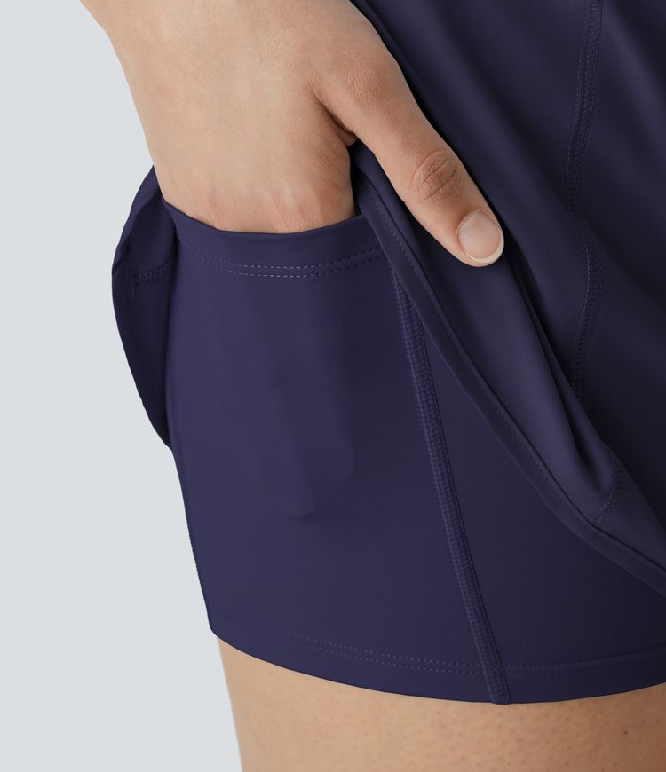 Breezeful™ Super High Waisted Curved Hem 2-in-1 Side Pocket Quick Dry Yoga Shorts 3.5''