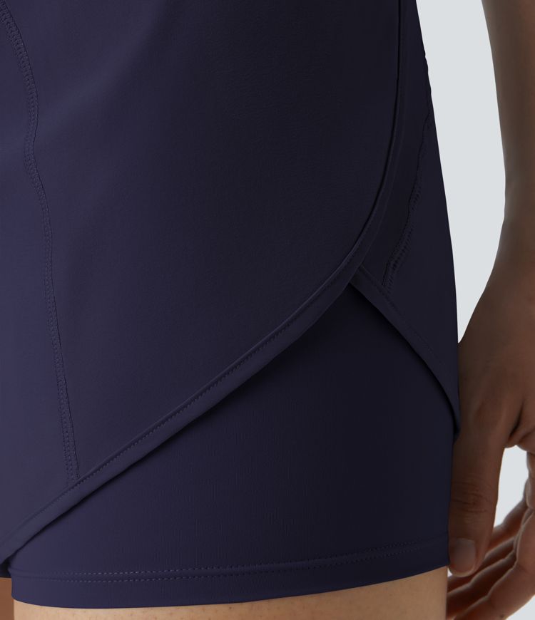 Breezeful™ Super High Waisted Curved Hem 2-in-1 Side Pocket Quick Dry Yoga Shorts 3.5''