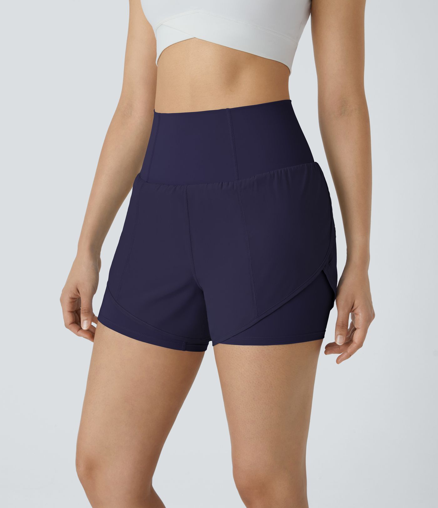 Breezeful™ Super High Waisted Curved Hem 2-in-1 Side Pocket Quick Dry Yoga Shorts 3.5''