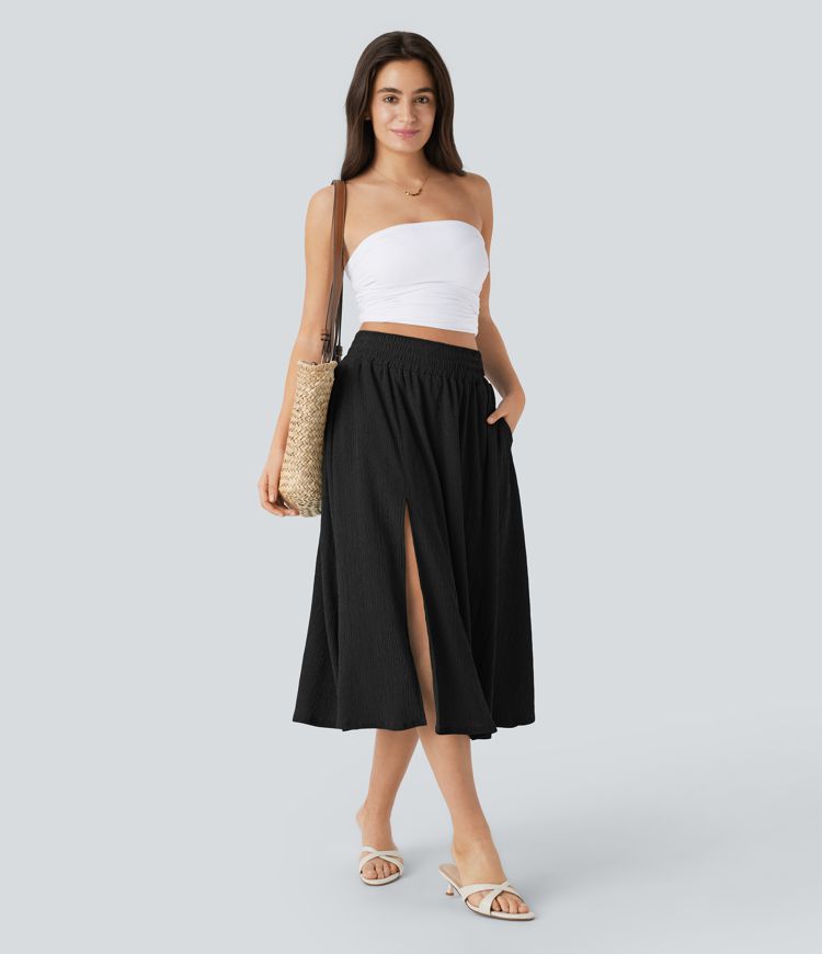 Women's High Waisted Pocket Midi Skirt - Halara