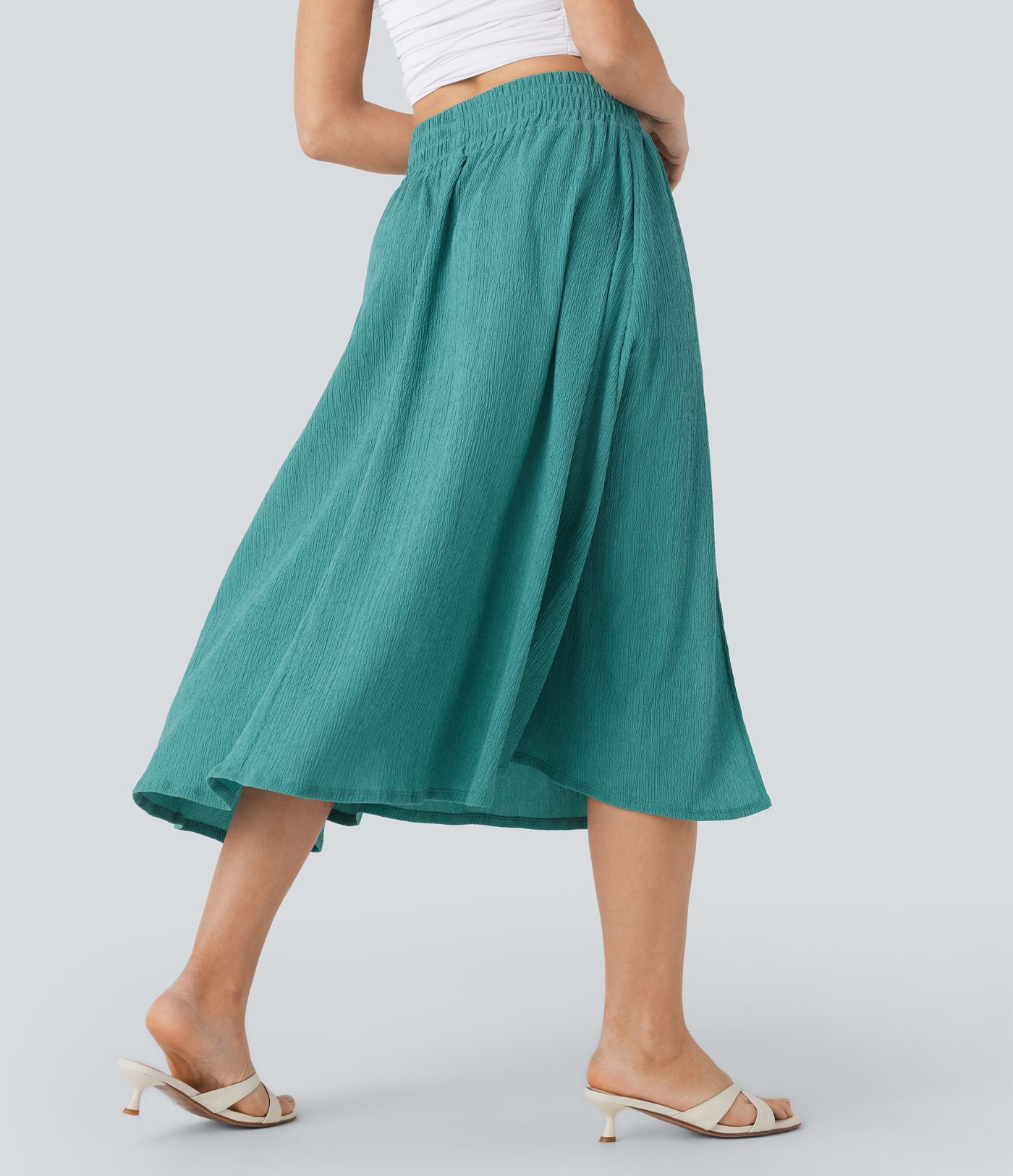 High Waisted Side Pocket Split Midi Resort Skirt