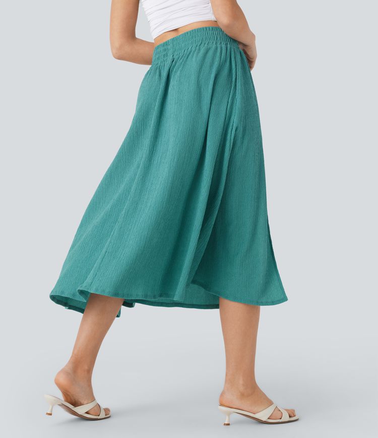 High Waisted Pocket Midi Skirt