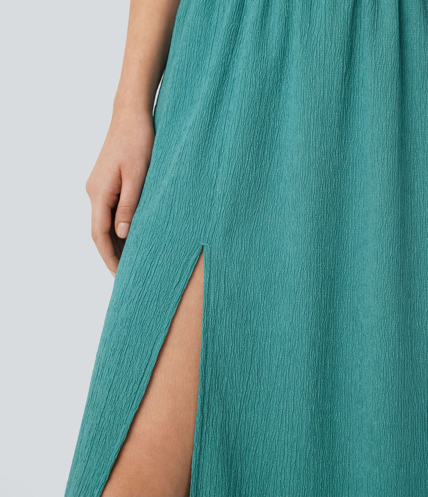 High Waisted Side Pocket Split Midi Resort Skirt