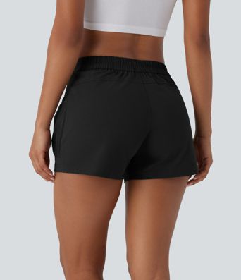 Mid Rise Adjustable Waistband Pocket Casual Shorts