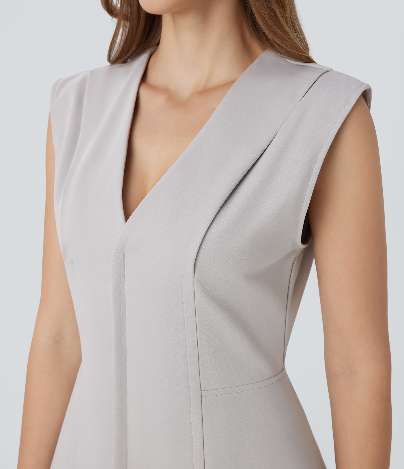 SculptKnit V Neck Sleeveless Slim Work Peplum Top