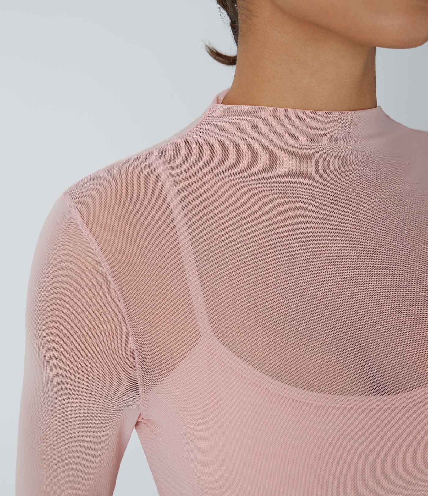 Kontrast Mesh Uzun Kollu 2'si 1 Arada Kırpılmış Yoga Spor Üst