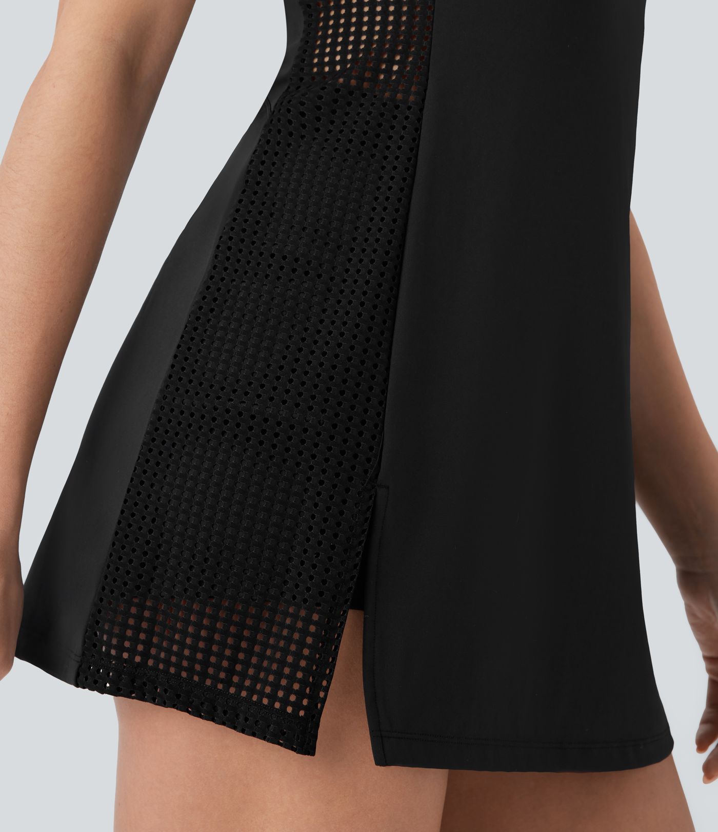 Vestido Softlyzero™ QuickDry deportivo yoga conjunto 2 piezas micro perforación bolsillo lateral tirante ajustable entrecruzado secado rápido