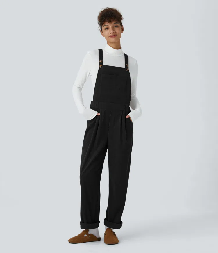 Pockets Corduroy Casual Overalls
