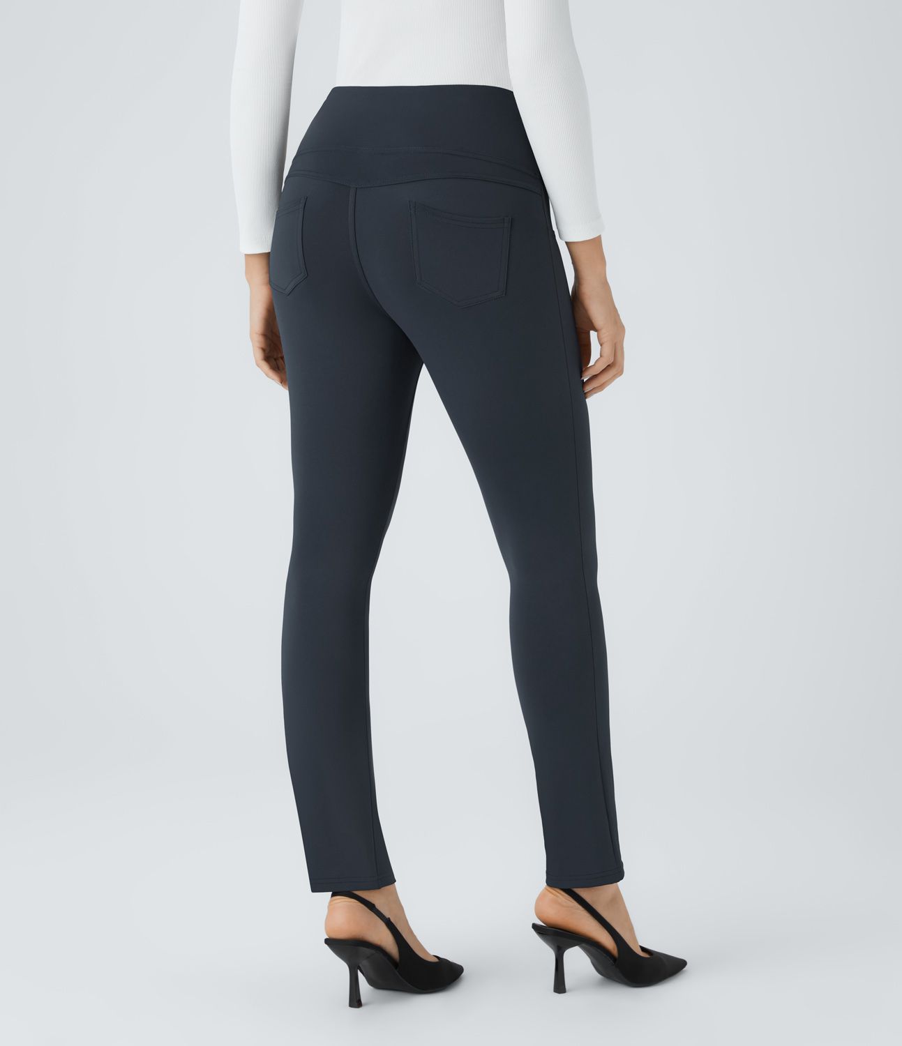 Pantalón  oficina cónico bolsillo trasero tiro alto