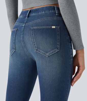 Halara Flex™ Mid Low Rise Zipper Pockets Women Casual Skinny Denim Jeans