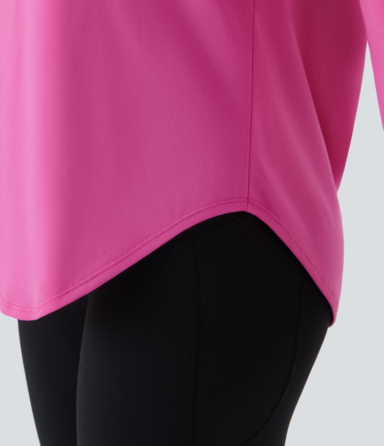 Haut de yoga et sport Softlyzero™ Airy col carré manches longues dos nu avec bretelles croisées et ourlet arrondi, toucher frais - Protection UPF50+