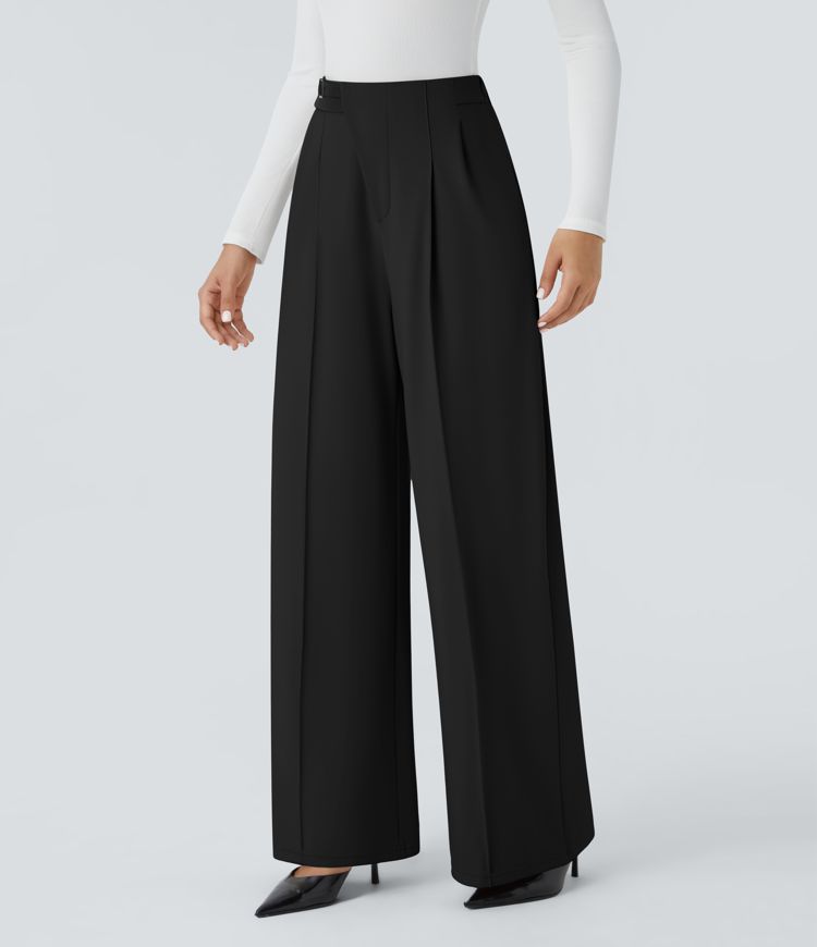 Halara Flex™ High Waisted Decorative Belt Side Pocket Straight Leg Work Pants