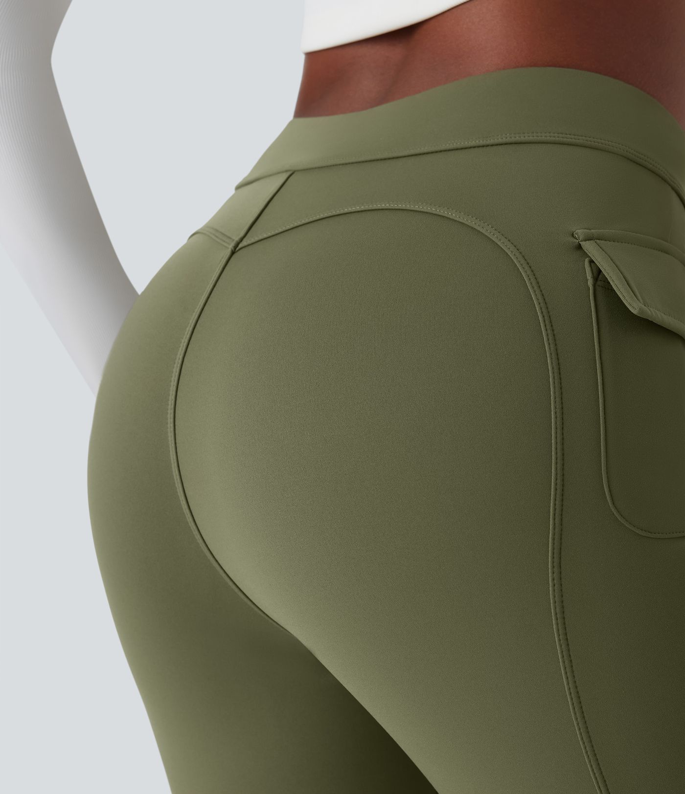 Pantalón Softlyzero™ cargo acampanado bolsillo lateral solapa tiro alto térmico
