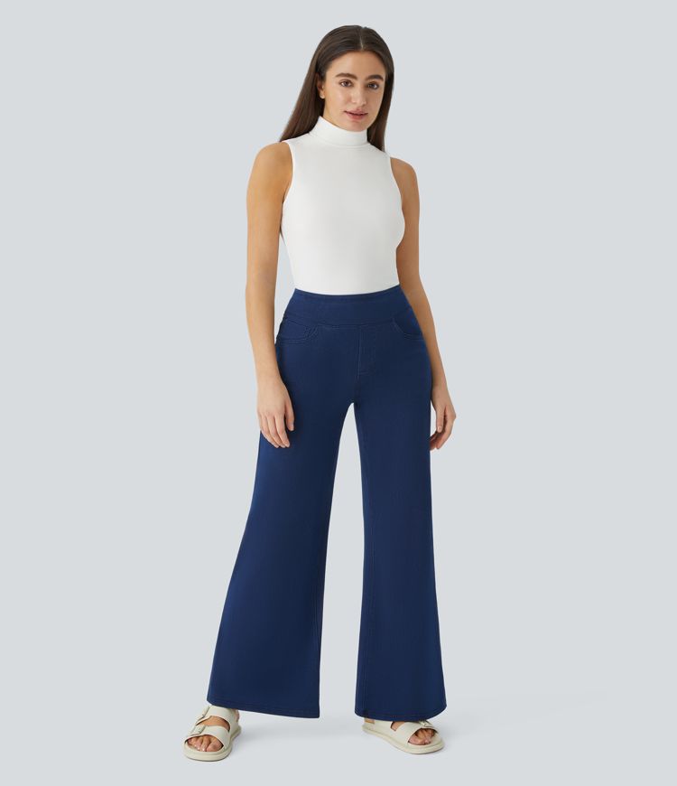 Ribbed Knit High Collar Sleeveless Casual T-Shirt