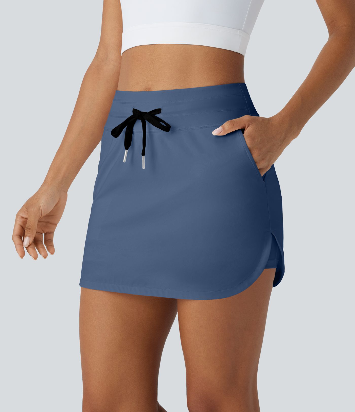 SoftlyZero™ QuickDry High Waisted Drawstring Pocket 2-in-1 Curved Hem Mini Golf Skirt-Golf Tee Pocket