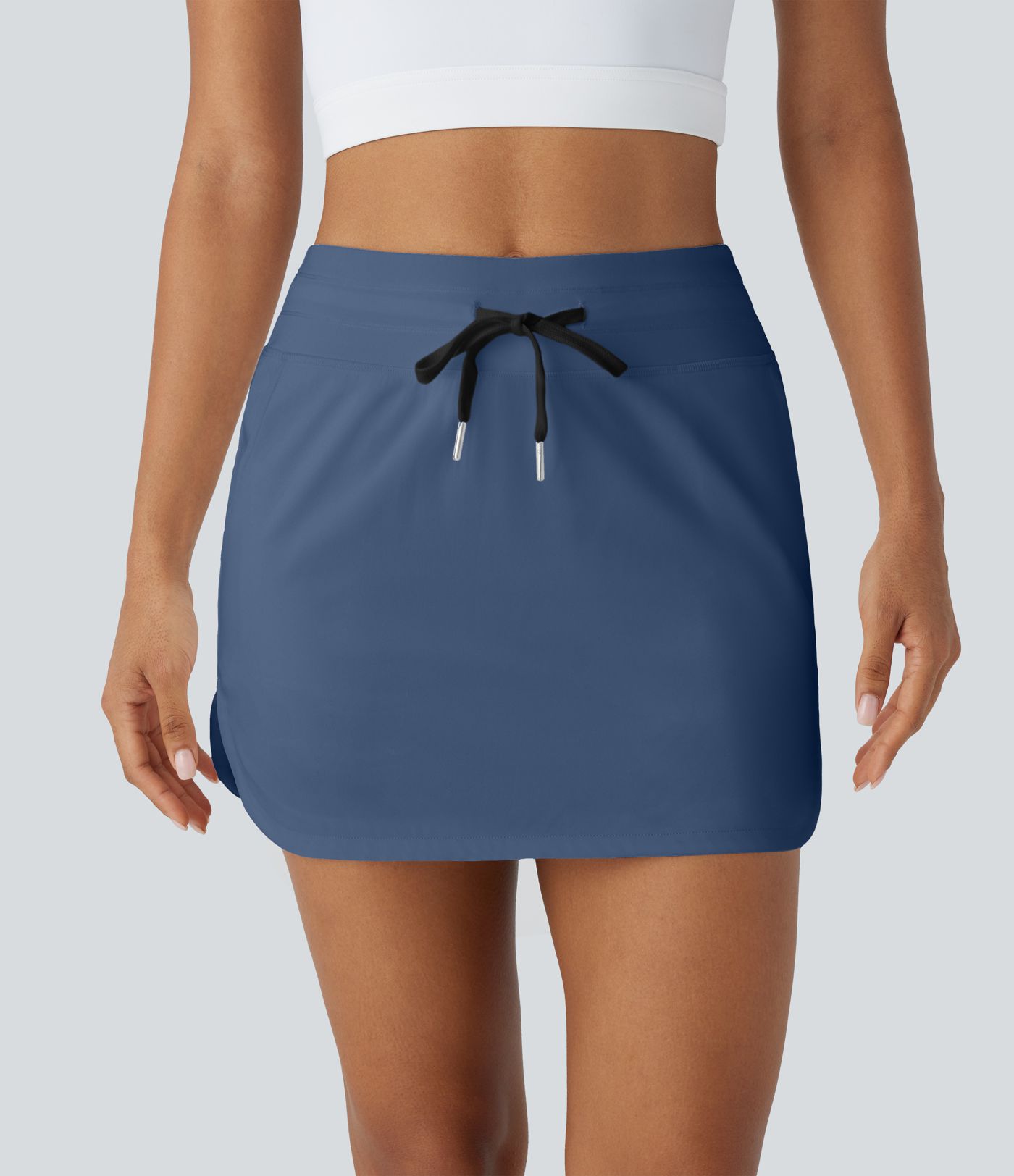 SoftlyZero™ QuickDry High Waisted Drawstring Pocket 2-in-1 Curved Hem Mini Golf Skirt-Golf Tee Pocket
