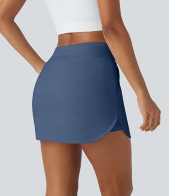 SoftlyZero™ QuickDry High Waisted Drawstring Pocket 2-in-1 Curved Hem Mini Golf Skirt-Golf Tee Pocket