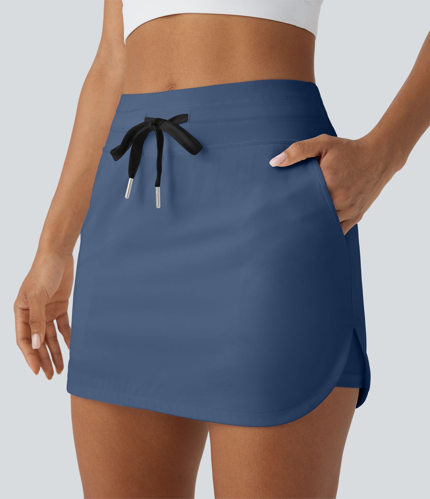 SoftlyZero™ QuickDry High Waisted Drawstring Pocket 2-in-1 Curved Hem Mini Golf Skirt-Golf Tee Pocket