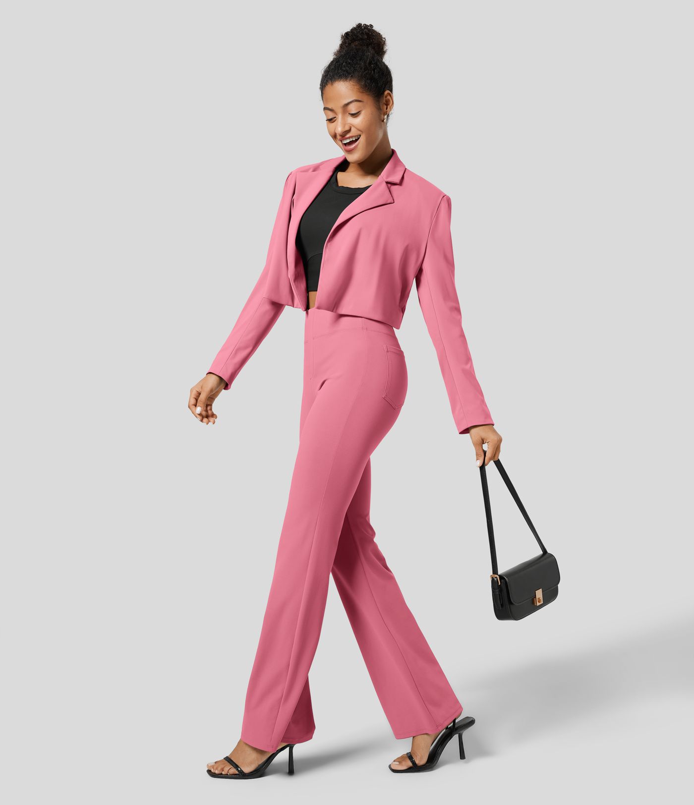 Halara Flex™ Dehnbare Stoffhose mit hohem Bund und Seitentasche hinten