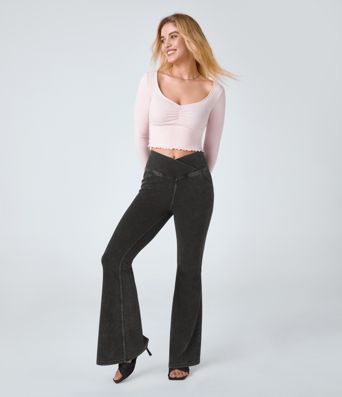 Halara Flex™ High Waisted Crossover Pocket Cool Touch Washed Casual Jeans