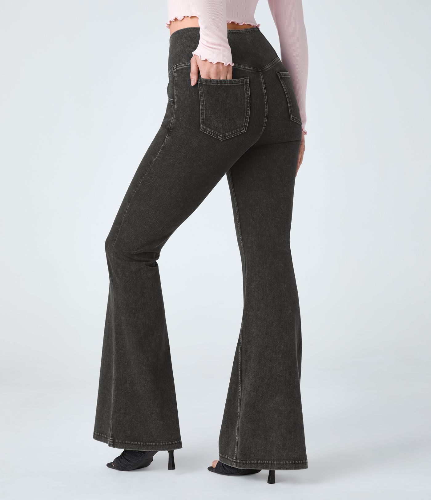 Halara Flex™ High Waisted Crossover Pocket Cool Touch Washed Casual Jeans